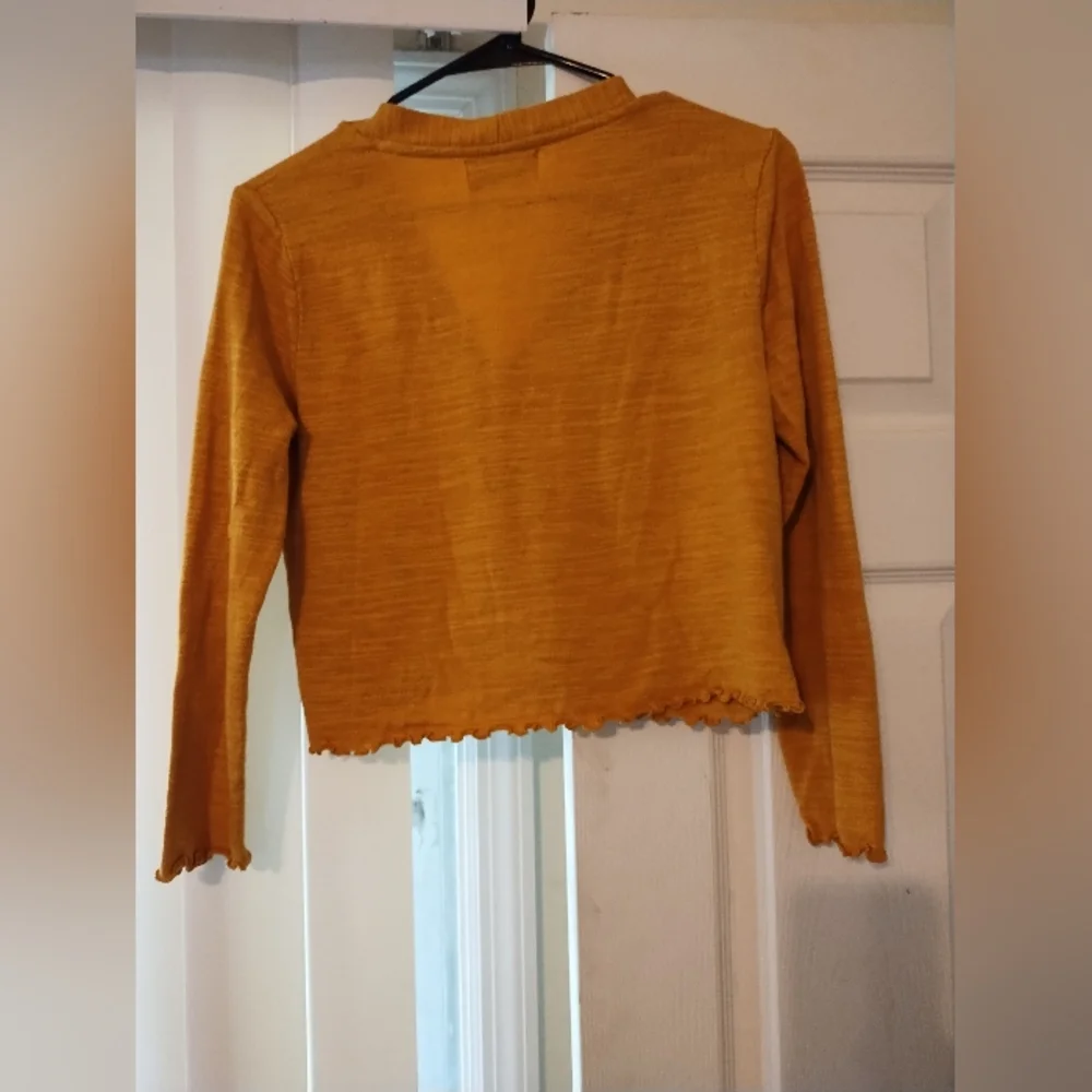 Old Navy Girls Button Down Sweater VNeck XL 14-16 Mustard Yellow